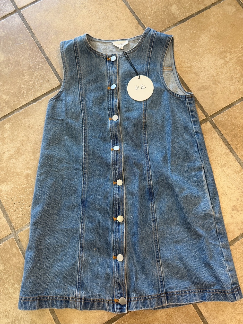 Le Lis Denim Button Front Sleeveless Midi Dress XS Vintage Wash NWT Boutique